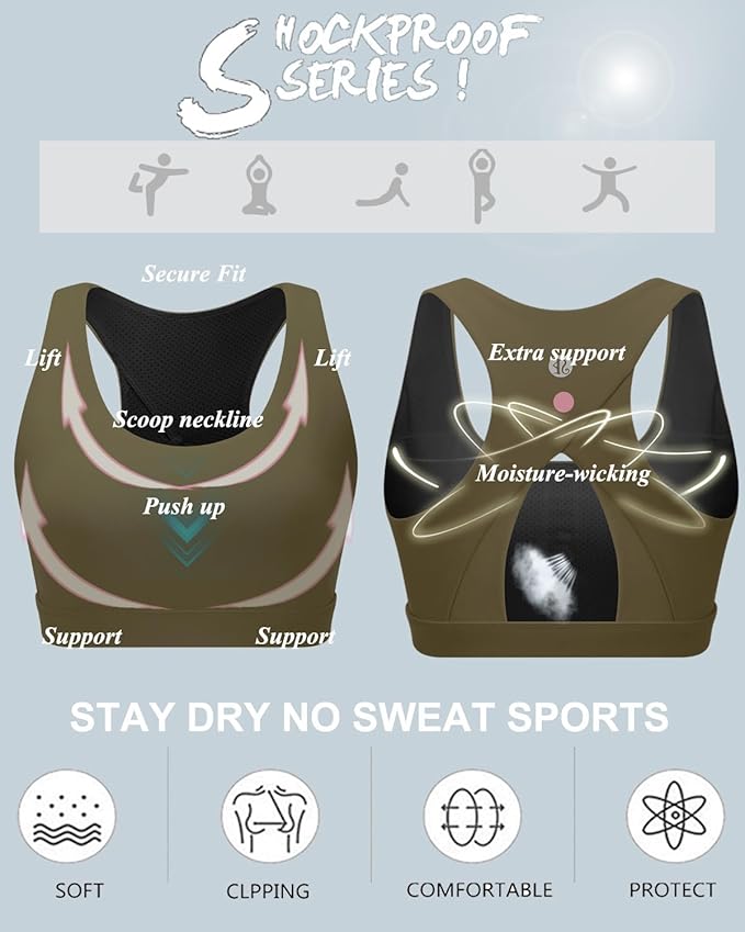 RUNNING GIRL High Impact Sports Bras for Women,Racerback Running Bra Workout Crop Tank Tops Longline Sports Bra Push up