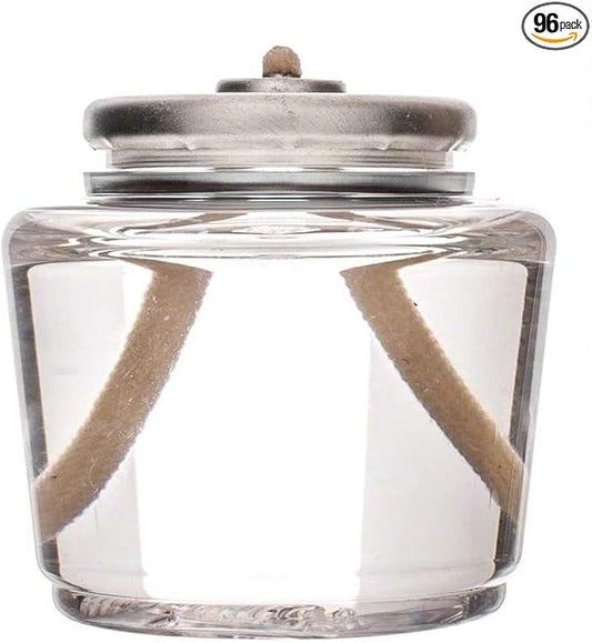 D'light Online HD15 Liquid Votive Candles Fuel Cells - 15 Hour Burn Time Liquid Wax Disposable Clear Plastic Fuel Cells for Wedding Hotel, Restaurant Tables and Emergency Candles - Set of 96