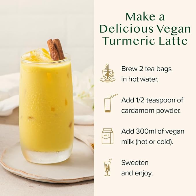 VAHDAM, Organic Turmeric Ginger Herbal Tea Bags (100 Pyramid Tea Bags) Caffeine Free, Non GMO | 100% Pure Herbal Blend - Savory & Spicy, Plant-Based Teabags | Resealable Ziplock Pouch