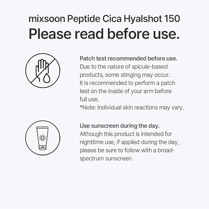 mixsoon Peptide Cica Hyalshot 150, 1.69 Fl. Oz / 50ml Centella Asiatica, Hyaluronic Acid for Sensitive Skin Lightweight & Fragrance-Free Korean Glass Skin Care