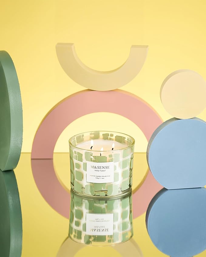 M&SENSE Misty Forest Scented Candle,11.6oz Natural Soy Wax Non Toxic, 3 Wick Jar Candle, Up to 60 Hours Burn time, Home Decor Housewarming Gift for Women and Men