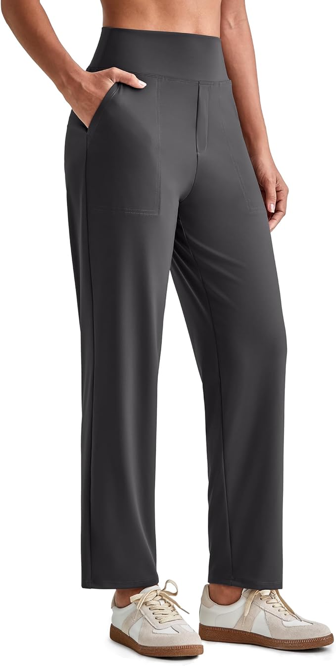 G4Free ShiftReady Womens Ankle Dress Yoga Pants with Pockets Stretchy Business Casual Slacks Work Trousers Travel Pant