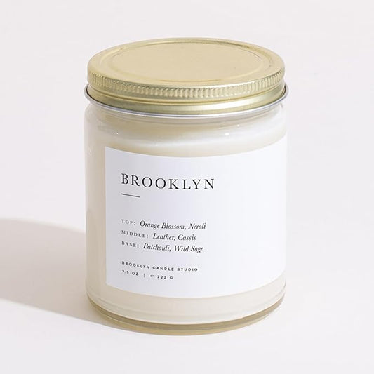 Brooklyn Candle Studio Brooklyn Jar Candle - Luxury Scented Candle, Vegan Soy Wax, Hand Poured in The USA, 50 Hour Slow Burn Time - 7.5oz