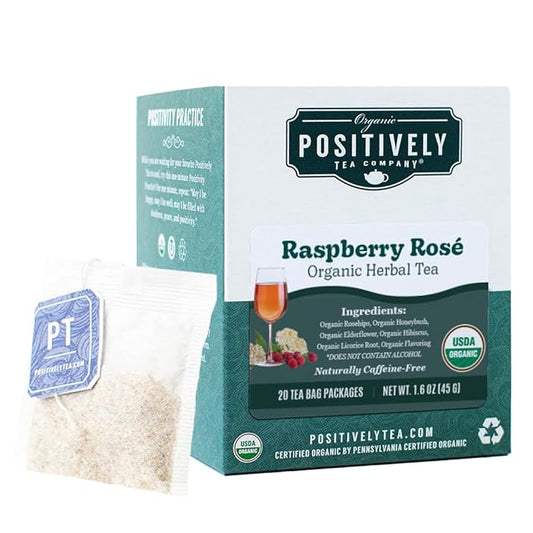 Organic Positively Tea Company, Raspberry Rosé, Herbal Tea Bags, 20 Count
