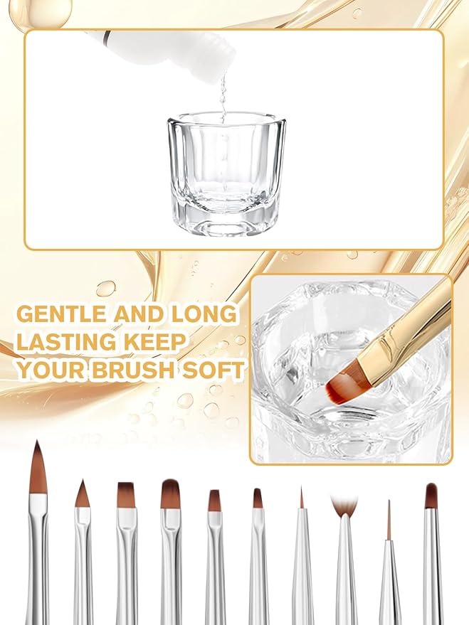 EBANKU 120ml Acrylic Nail Brush Cleaner, 3 in 1 Nail Art Brushes Conditioner Nail Brush Clean Solution Quickly Clean for Solid Gel Polish/Nail Extension Gel