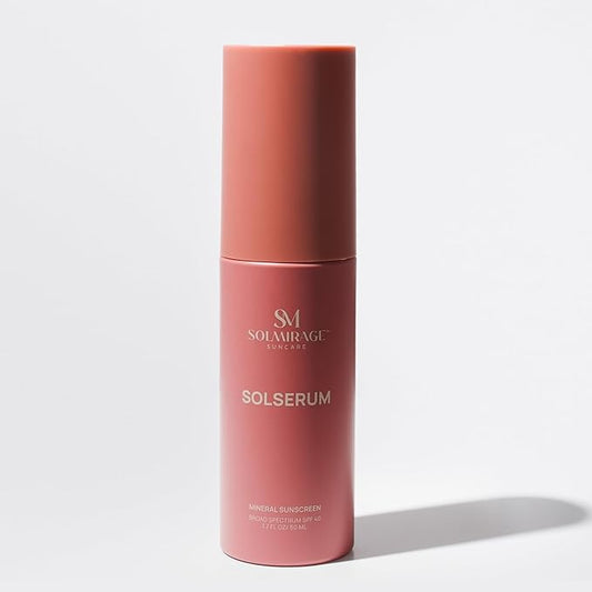 Solserum Mineral Sunscreen SPF 40—Dermatologist-Formulated Facial SPF Serum with Non-Nano Zinc Oxide, Niacinamide & Antioxidants—Lightweight, Tint to Sheer Application, No White Cast, Dewy Finish