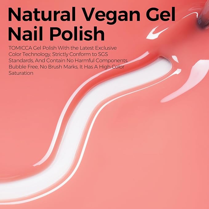 TOMICCA Nude Pink Gel Polish, Jelly Nude Pink Polish, Translucent Pink Nail Polish, UV Sheer Nude Polish, Long Lasting Neutral Nail Art