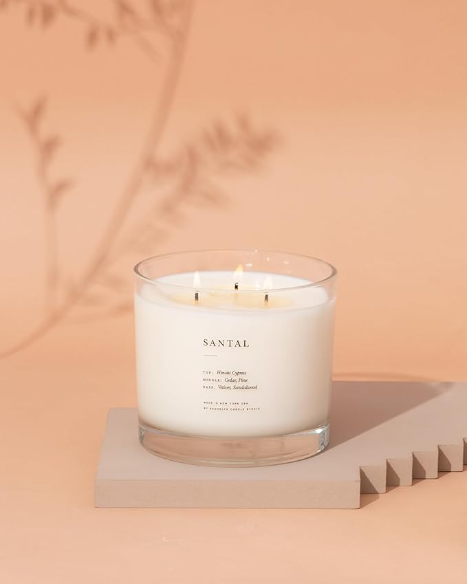 Brooklyn Candle Studio Santal XL 3 Wick Candle - Luxury Scented Candle, Vegan Soy Wax, Hand Poured in The USA, 100 Hour Slow Burn Time - 27oz