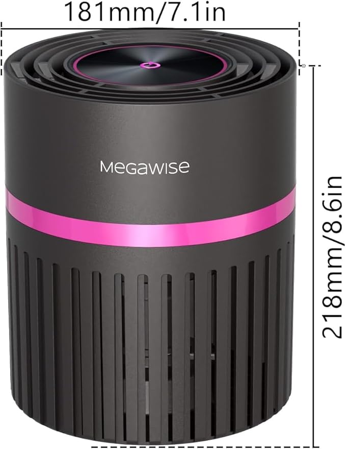 MEGAWISE Home air purifier, True HEPA & Activated Carbon for Odors Pets Smoke, for Home up to 215 sq ft, Auto Mode, Air Quality Monitor