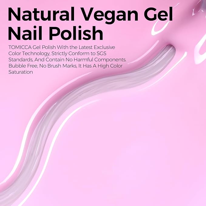 TOMICCA Gel Nail Polish - Baby Pink UV Light Gel Polish for DIY Spring Summer Manicure