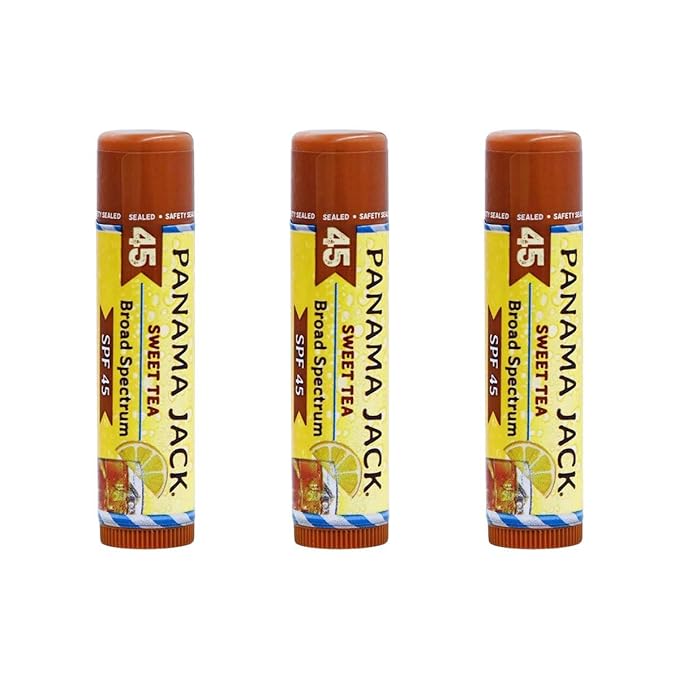 Panama Jack Sunscreen Lip Balm - SPF 45, Broad Spectrum UVA-UVB Sunscreen Protection, Prevents & Soothes Dry, Chapped Lips, Sweet Tea, 2-pack