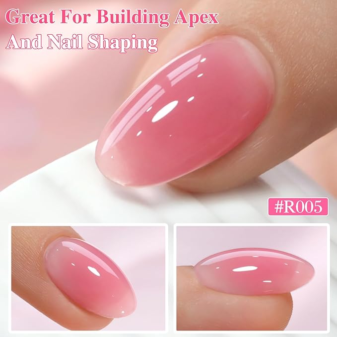 Double Rhythm 6 Pcs 15 ML Gel Polish Set Same Color Same Bottle Soak Off Gel Polish Kit Nail Art Manicure Salon DIY at Home for Women (Milky Nude Pink-T6-84)