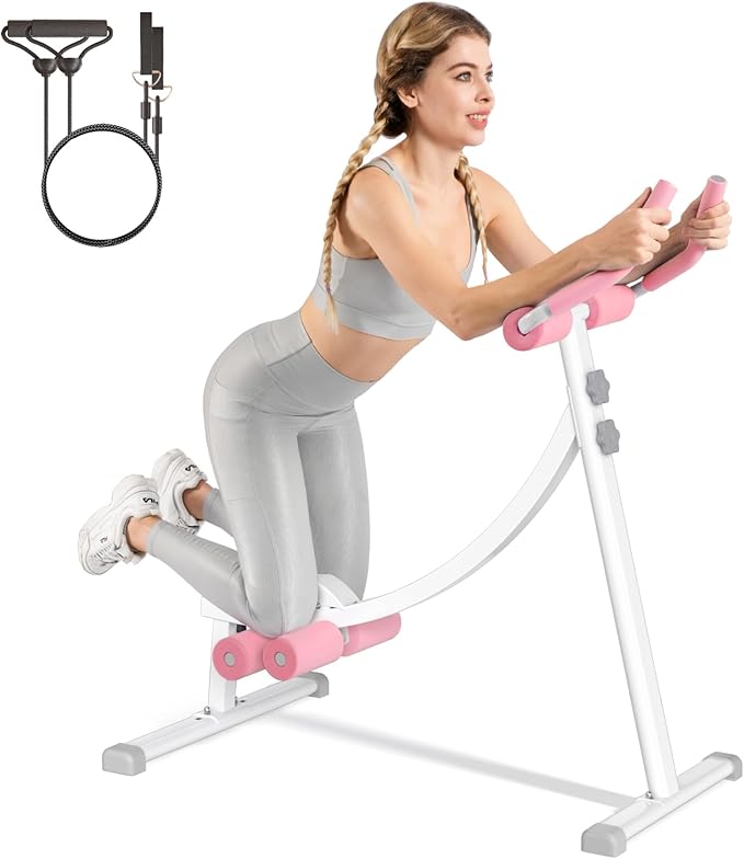 Home Gym Systems Ab Machine, Ab Workout Equipment, Adjustable Ab Trainer Machine for Abs Workout at Home Gym, Foldable, Knee Protection, Abdominal Trainer for Stomach