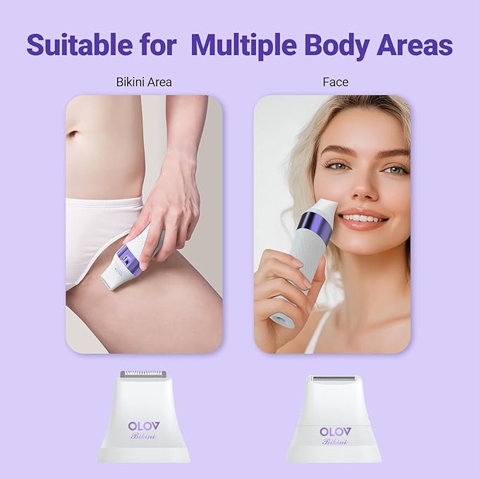 Bikini Trimmer for Women, IPX7 Waterproof Wet & Dry Electric Razors for Women, Bikini Legs Underarm Pubic Hairs Rechargeable Electric Shaver with 3 Trimmer Heads