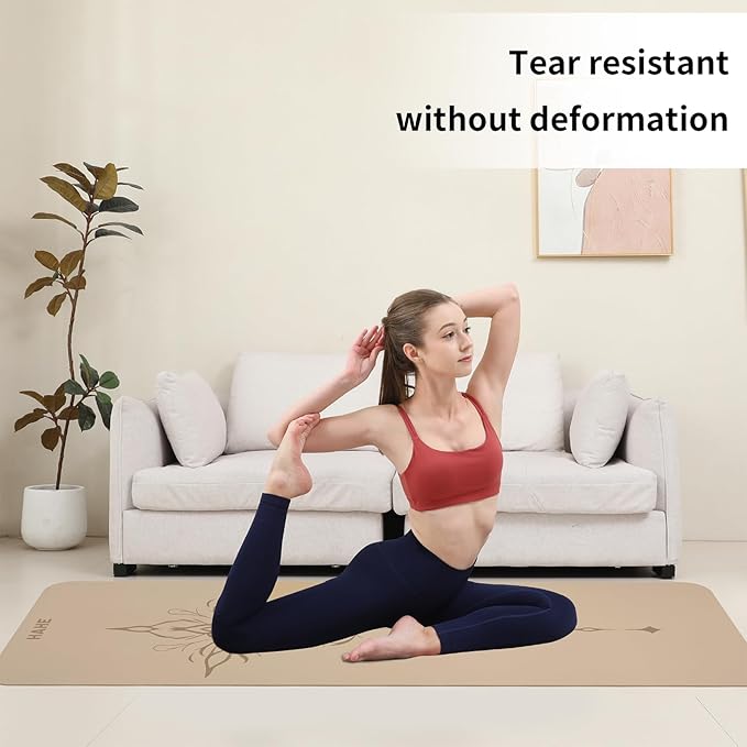 HAHE Yoga Mat Thick (8MM,1/3"), Eco-Friendly POE Non Slip Yoga Mat, High Rebound & Shock Absorption, Anti-Tear & Sweat-Resistant for Yoga, Fitness, Home, Workouts, Large Pilates Mats 72"x24" with Carrying Strap