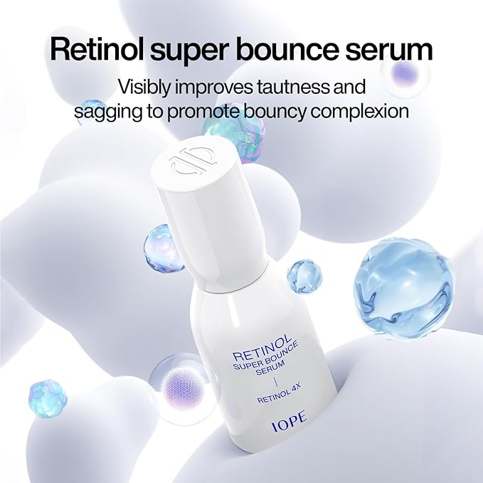 IOPE PDRN Caffeine Shot & Retinol Super Bounce Serum - Plant Based Anti-aging Serum, Korean Retinol for Daily Use