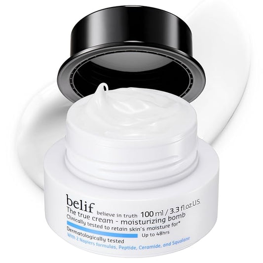 belif Moisturizing Bomb – Daily Ceramide Moisturizer with Peptide & Squalane, 48hr Hydration & Anti-Aging Cream, Milky & Lightweight, Restores Skin Barrier, Korean Skincare, 3.3 fl oz (100ml)