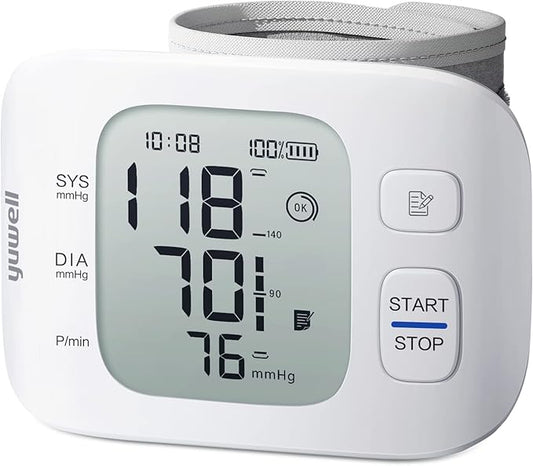 yuwell Wrist Blood Pressure Monitor | Clinical Accuracy, BP Machine for Home Use | Ultra Light Weight, Smart Inflation Blood Pressure Cuff, Large Display, 74 Readings, Rechargeable
