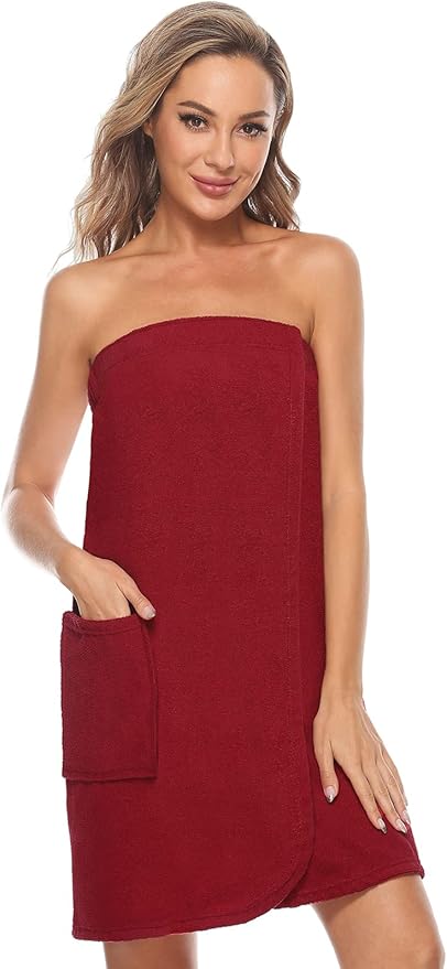 Knuffnee Women's Bath Wrap Towel Shower Spa Body Wrap Adjustable Closure Bathrobe