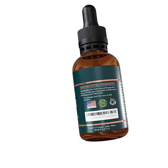 Live Fraiche Rosemary Castor Oil for Hair Growth 4 Ounce - Cold Pressed Castor Oil and Rosemary Oil for Damaged Hair to Reduce Hair Loss
