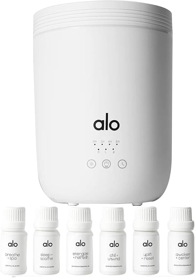Alo Aura Diffuser + Full Oil Set | Essential Oil Diffuser & Cool Mist Humidifier | Quiet Operation | Covers 700 Sq. Ft | Up to 22 Hrs Runtime | for Home, Workout Studios, Classrooms |