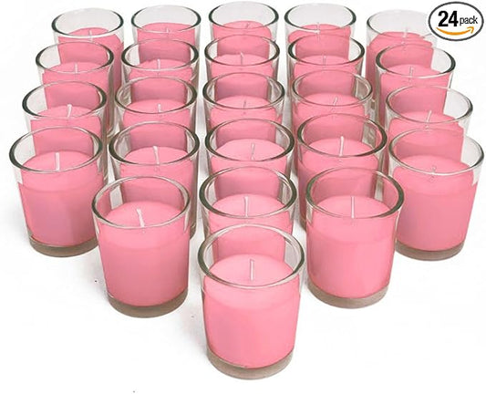 Simply Soson Scented Votive Candles, Bulk Set of 24 Pink Rose Small Candles Bulk, Votive Candles Scented in Glass, 10 Hours Burn, for Wedding, Birthday, Holiday Christmas & Home Decoration
