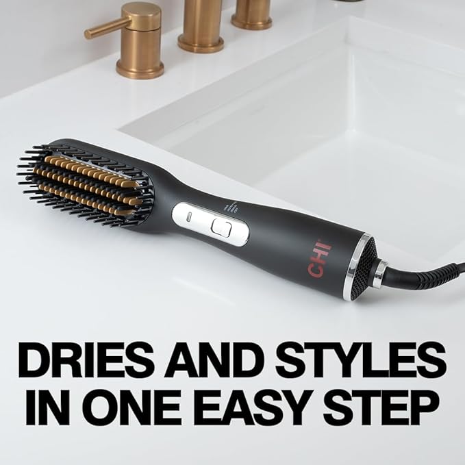 CHI 3-in-1 Hot Smoothing Dryer Brush, Creates A Smooth & Shiny Salon Blowout, Detangles Hair, Seals In Natural Moisture & Fights Frizz, Cruelty-Free