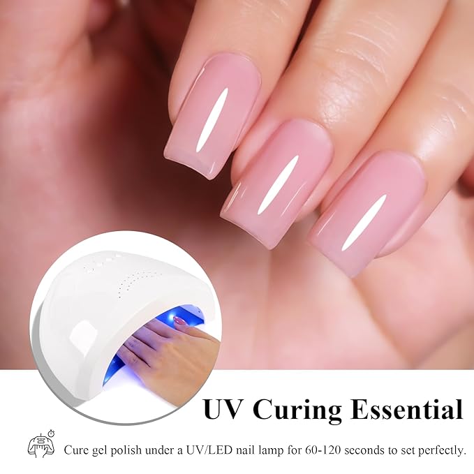 10ml Hema Free Gel Nail Polish Set, 6 Colors Transparent Jelly Gel Polish Kit Sheer Nude Pink Skin Tones Neutral Brown Soak Off Manicure for Salon and Nail Art DIY