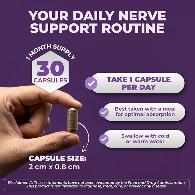 Vital Nerve Relief Supplement for Tingling & Discomfort – Alpha Lipoic Acid, Magnesium, CoQ10 – Vegan, Non-GMO, Gluten-Free, Sugar-Free, Dairy-Free – 30 Days Supply