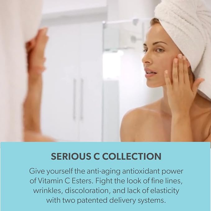 Serious Skincare Vitamin C Serum for Face, Anti-Aging Face Serum with Collagen, Vitamin E, Hydrating Skin Care for Brightening, Improve Appearance of Dark Spots, Tone, Fine Lines & Wrinkles 1 Fl Oz