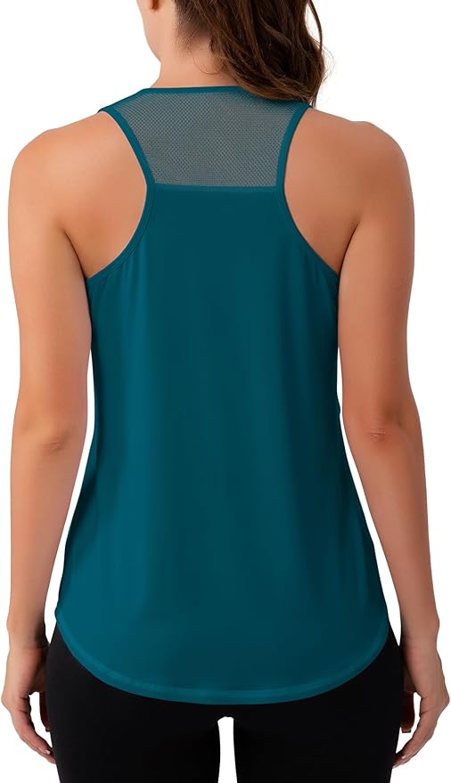 Aeuui Womens Workout Tops Sleeveless Racerback Tank Tops Mesh Yoga Athletic Running Shirts Gym Clothes for Women