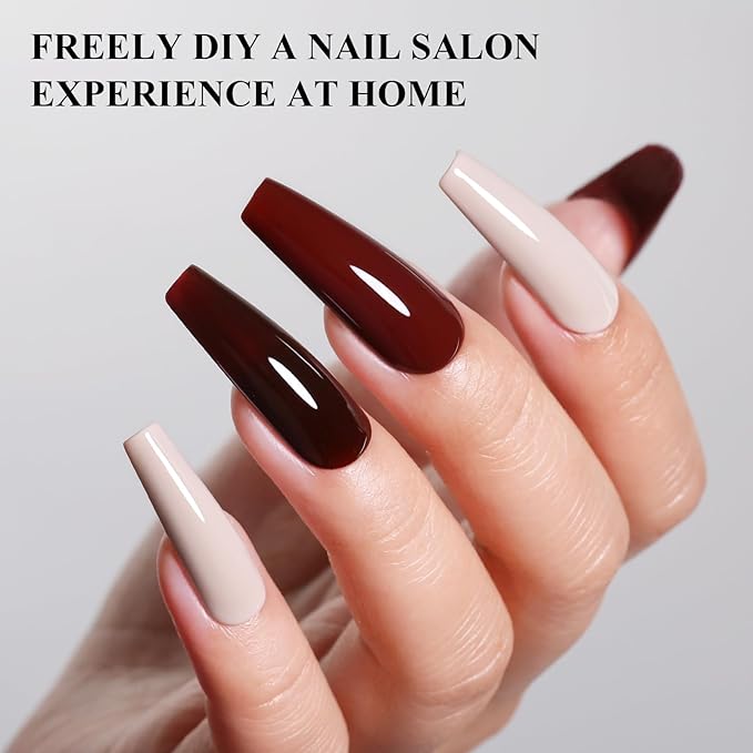 10ml Hema Free Fall Gel Nail Polish Set 6 Colors Beige Brown Nude Chocolate Gel Nail Polish Kit Soak Off Nail Art Salon Home DIY Gift for Women