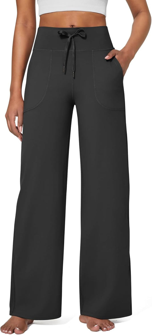 G4Free EverGoing Wide Leg Pants for Women Yoga Pants High Waist Sweatpants with Pockets Stretch Lounge Pants Comfy