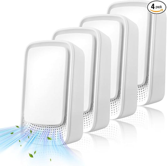 Plug-In Ionic Air Purifier (4), Home Air Ionizer, Silent Filterless Air Purifier, Silent Filterless Air Purifier for Home, Portable Negative Ion Air Freshener for Pet Odors, Dust, and Smoke.