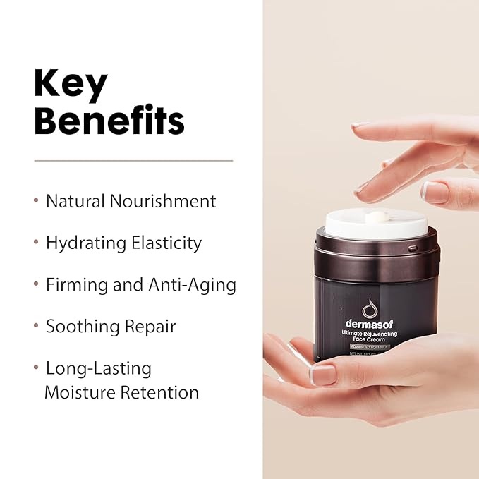 Dermasof Ultimate Rejuvenating Moisturizer Face Cream with Hyaluronic Acid & Bakuchiol, Anti Aging, Anti Wrinkle, Antioxidant, Anti Glycation,Firming and Elasticity, Barrier Repair, 1.67 Fl Oz