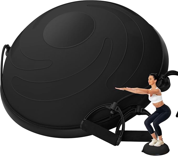 Half Balance Ball, 23 Inch Balance Ball Trainer with Foot Pump for Improving Balance Core Strength and Fitness, Balance Balls Perfect for Home Gym Workout Use