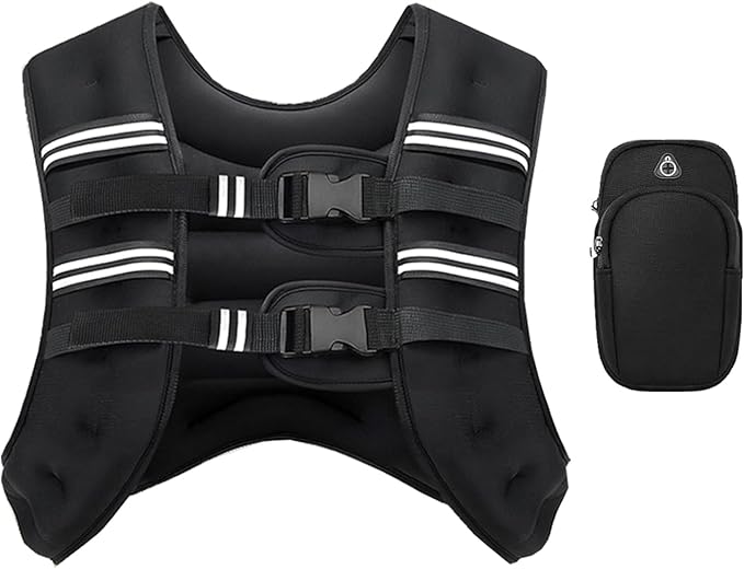 Weighted Vest for Women and Men, 8/12/16/20lb Weight Vest with Reflective Stripe for Workout, Strength Training, Running, Fitness, Muscle Building, Weight Loss, Weightlifting