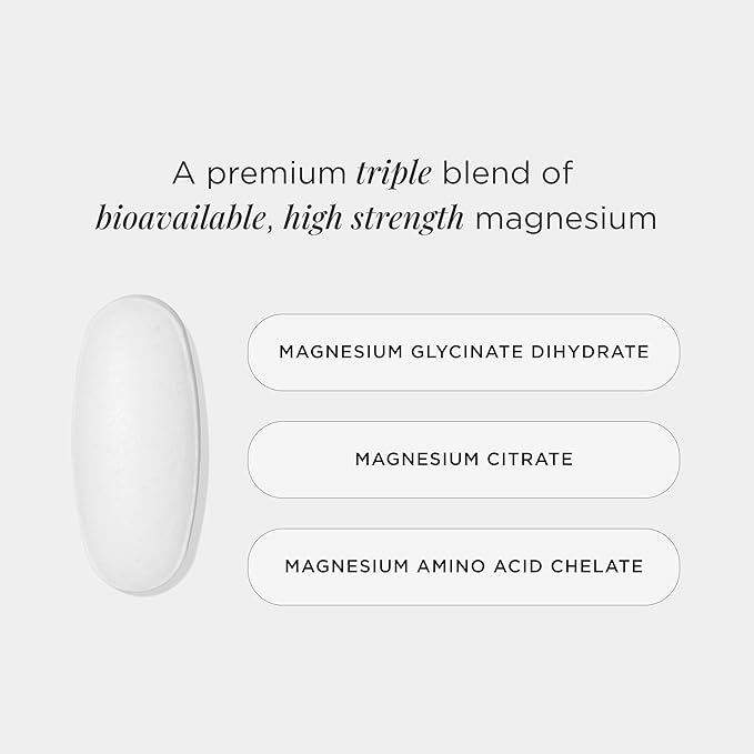JSHealth Vitamins Advanced Magnesium Supplements with Magnesium Glycinate & Citrate for Muscle Relaxation (120 Tablets)