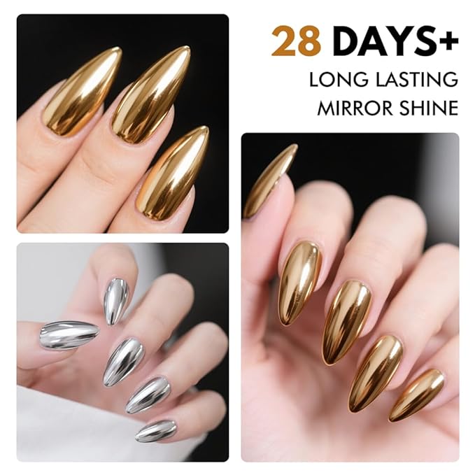 FZANEST Chrome Base Coat Gel Base Top Coat for Chrome Nail Powder 15ml No Wipe Clear Gel Nail Polish High Gloss Mirror Shine Long Lasting Easy Application Soak off DIY Home Salon Art Design