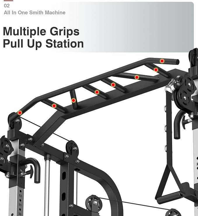 DONOW Smith Machine with Weight Stacks Home Gym Sytem Power Cage Squat Rack Dual Cable Crossover Machine All in One