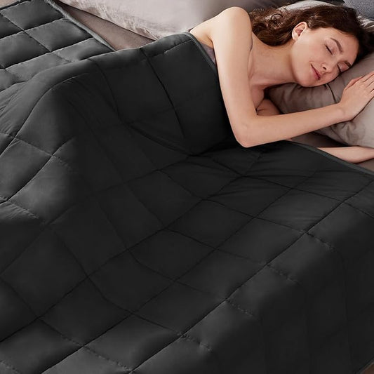 Weighted Blanket Queen/King Size (80"x87" 25lbs),Ultra Soft and Cozy Cooling Weighted Blanket for Adult,Heavy Blanket with Machine Washable Soft Blanket, Black