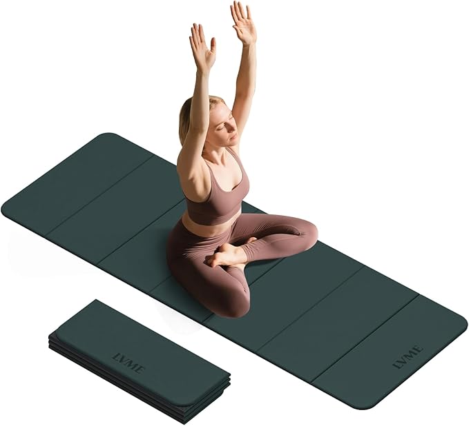 Foldable Yoga Mat, 0.32 inches Thick, SGS Certified, Non Slip, 71 x 24 inches, Foldable for Travel, Pilates, Camping, Environmental Sports Mat, Odorless TPE Material