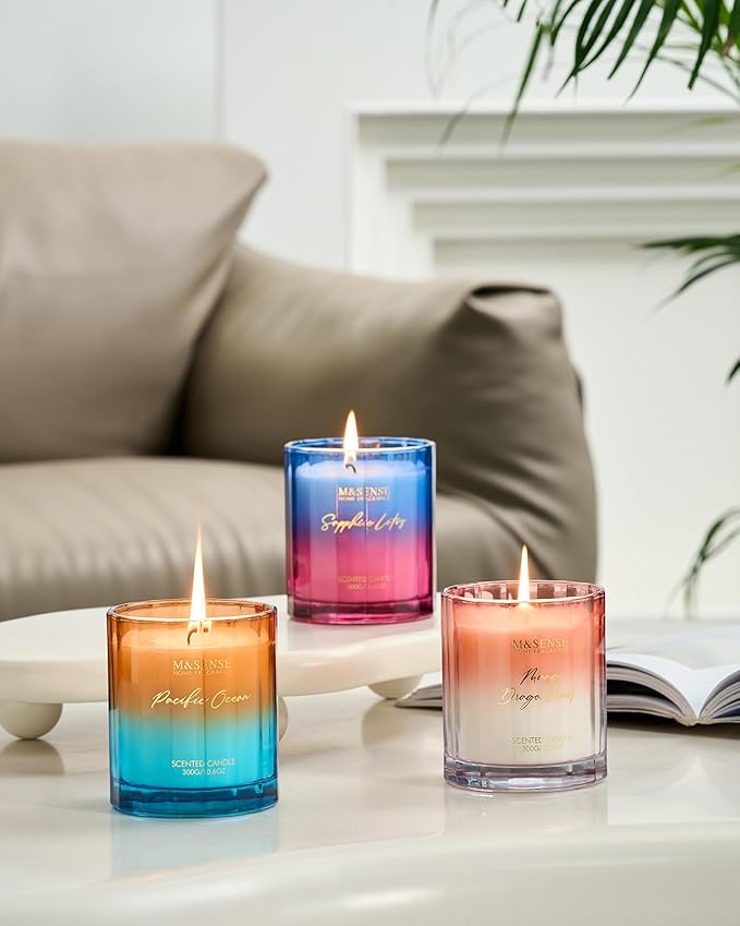 M&SENSE Mango Dragonfruit Scented Candle - 10.6oz Natural Soy Wax 60-Hour Long Lasting Burn Time Non Toxic Fruity Scented Candle for Home Decor, Vacation & Gifts for Friends