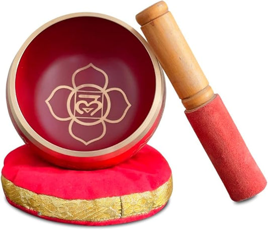 Nature's Own Tibetan Singing Bowl Set- Easy to Play- Meditation Sound Bowl Handcrafted in Nepal for Yoga, Mindfulness, Chakra Healing, Stress Relief- Spiritual Gifts for Women & Men (4 Inch, 02)