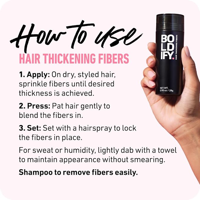 BOLDIFY Hair Fibers (12g) - Fill In Thinning and Fine Hair for an Instantly Fuller, Thicker Look - 14 Shades for Women & Men - Medium Brown