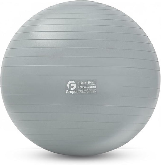 Gruper Yoga Ball and Pilates Ball,4 Sizes Exercise Ball for Fitness, Workout, Pregnancy and Physical Therapy,Quick Pump Included,Great as Yoga Ball Chair for Office or Home Gym Equipment