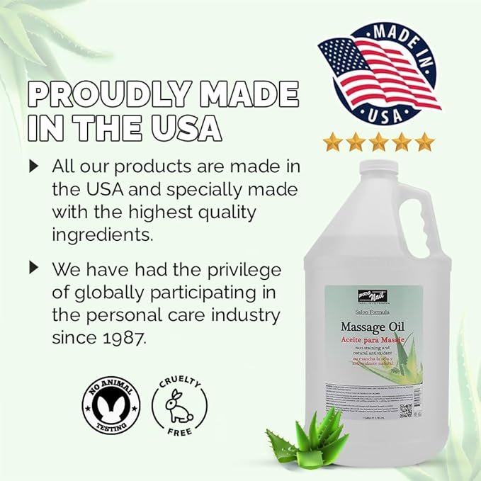 PRONAIL - Massage Oil, Aloe Vera, 128 Oz - Professional Full Body Massage Therapy, Manicure, Pedicure - Relax Sore Muscles and Repair Dry Skin, Enhanced with High Absorption Oils and Vitamin E