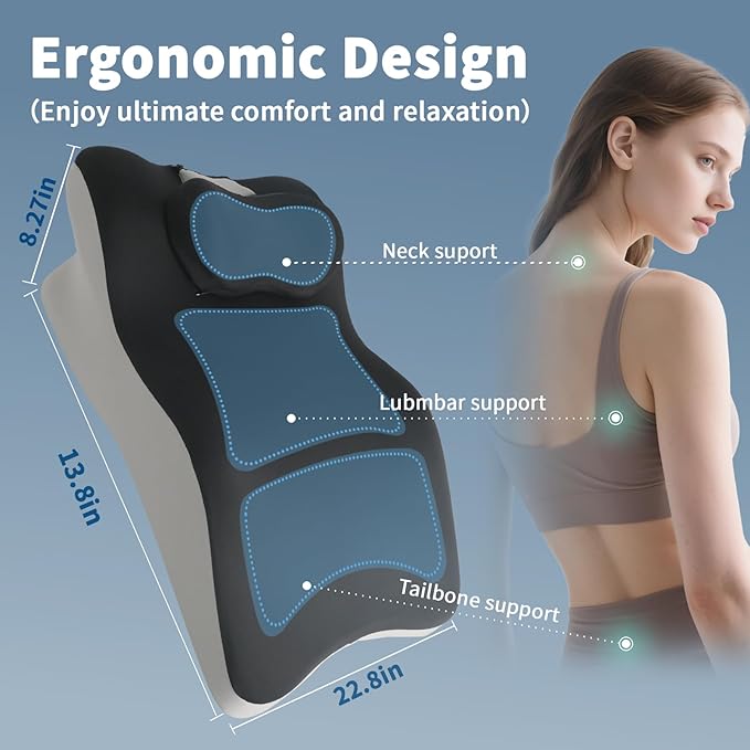 Ergonomic Wedge Prone Pillow,Multi-Functional Bed Pillow,Reading Pillow,Ideal for Bed Breaks,Massage,Reading,Back Support,Sleeping,Anti Snoring, and Leg Pain Relief