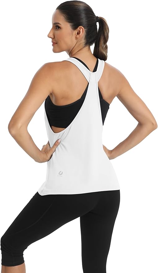 ICTIVE Workout Tops for Women Sleeveless Open Back Muscle Racerback Exercise Tank Shirts