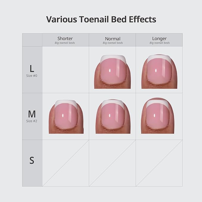 BTArtboxnails XCOATTIPS Toe Nail Tips - Upgrade Bigger Size French Tip Press On Toenails, Brown Soft Gel Toe Press On Nails, 150pcs Soak Off Fake Toe Nails Extensions
